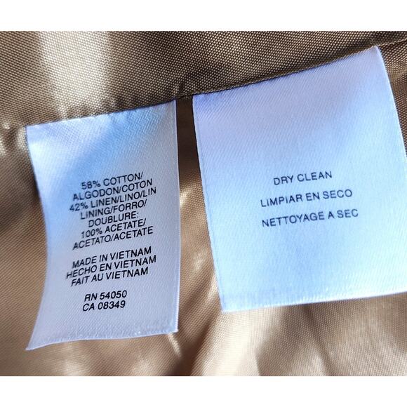 JACKET-ANNE KLEIN-Gold-Cotton Linen Blend-Zippers-Long Sleeves-Lined-Size SMALL - Picture 8 of 15